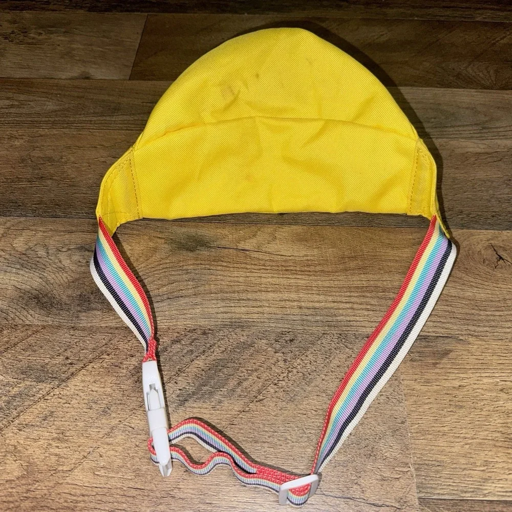 Abercrombie Kids Yellow Fanny Pack Rainbow Strap Moose Logo Belt Bag Retro